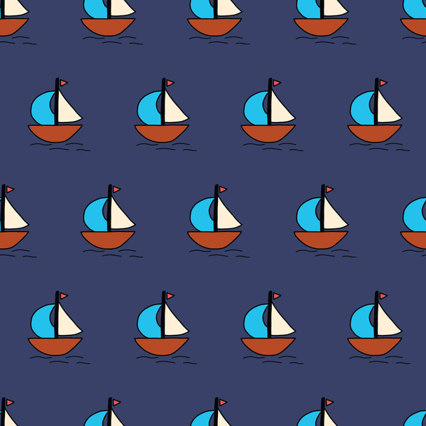Sailboats seamless vector background. Summer pattern kids. - Διάνυσμα, εικόνα