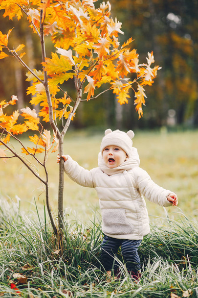 Little girl in a autumn park - Foto, afbeelding