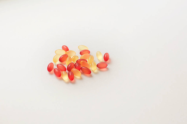 multicolored many vitamins and pills isolate on a white  backgro - Photo, image