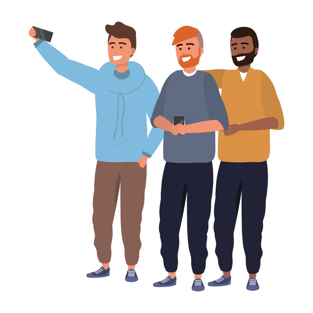 Millennial group taking selfie - Vector, Image