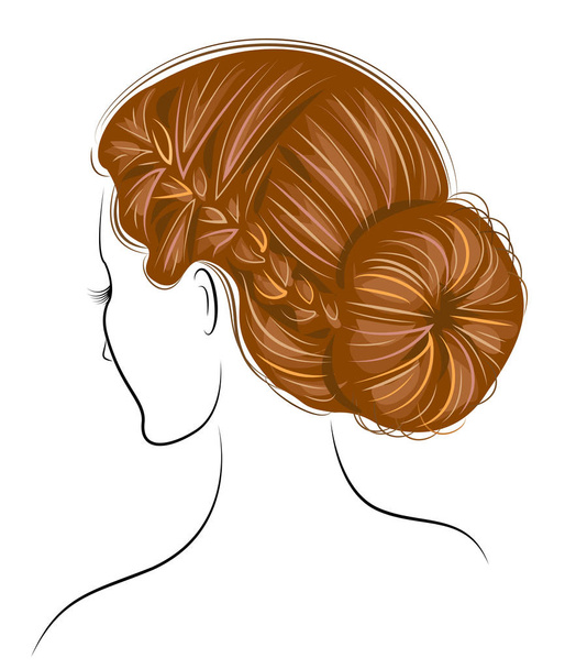 Silhouette of a head of a sweet lady. The girl shows her hair on long and medium hair. The woman is beautiful and stylish. Vector illustration - Vector, Image