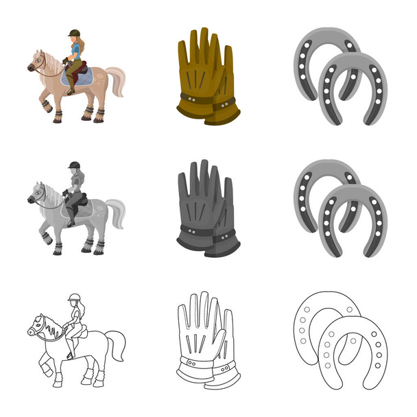Vector illustration of equipment and riding sign. Set of equipment and competition stock vector illustration. - Vektor, obrázek