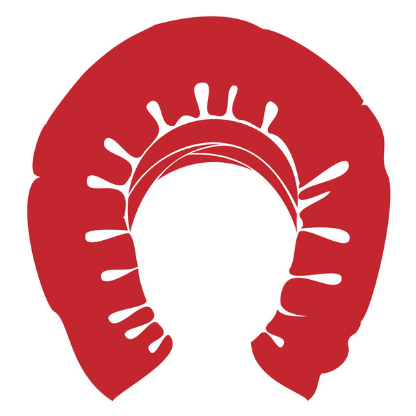 Tocado nacional tradicional, turbante. Bufanda roja de punto. Logo, símbolo, diagrama. Imagen gráfica. Ilustración vectorial
 - Vector, Imagen