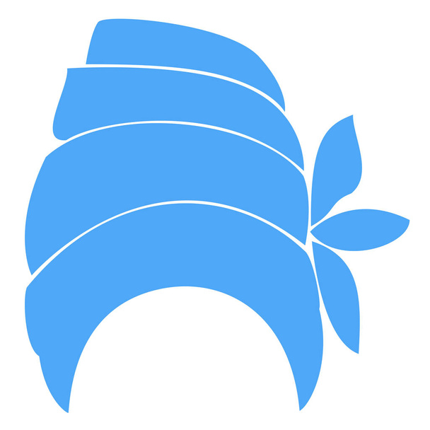 Cobertura à cabeça tradicional nacional, turbante. Lenço azul de malha. Logo, símbolo, diagrama. Imagem gráfica. Ilustração vetorial
 - Vetor, Imagem