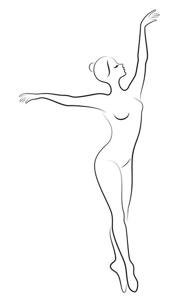 The silhouette of a cute lady, she is a dancing ballet circling fouette. The woman has a beautiful slim figure. Woman ballerina. Vector illustration - Vector, Image