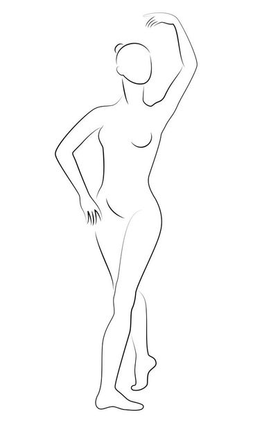 The silhouette of a cute lady, she is a dancing ballet circling fouette. The woman has a beautiful slim figure. Woman ballerina. Vector illustration - Vector, Image