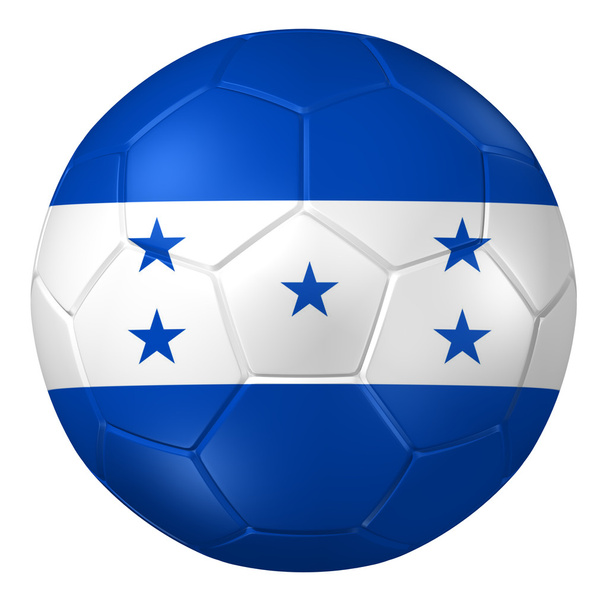 3D απόδοση μιας μπάλας ποδοσφαίρου. (Σχέδιο σημαίας Ονδούρας ) - Φωτογραφία, εικόνα
