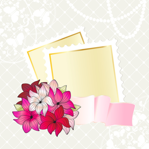 Floral card design with notepaper - Vector, Image