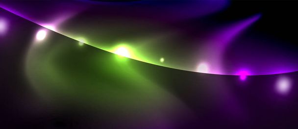 Glossy glowing neon light wave background - Vector, Image