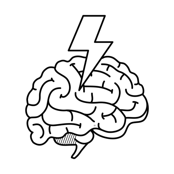 ludzki organ mózgu z mocą promieniowania - Wektor, obraz