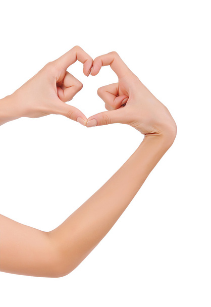 Two hands holding fingers in the shape of heart - Foto, Imagem