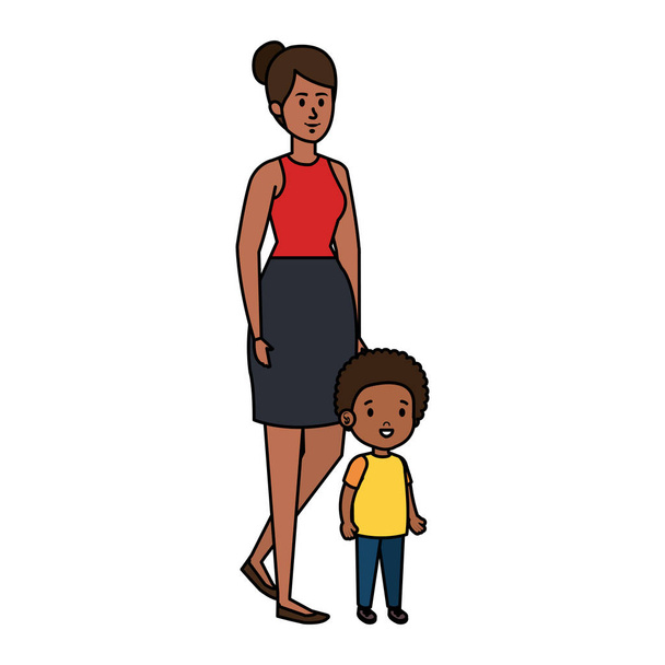 Afro-Mutter mit kleinen Söhnen - Vektor, Bild