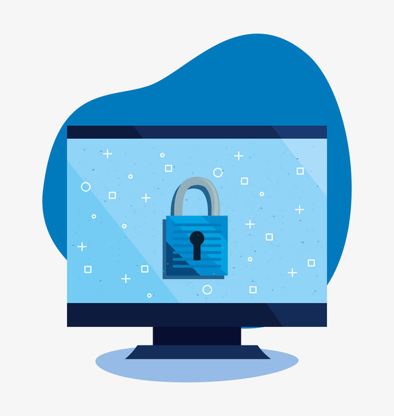 gegevensbescherming voor cyberbeveiliging - Vector, afbeelding