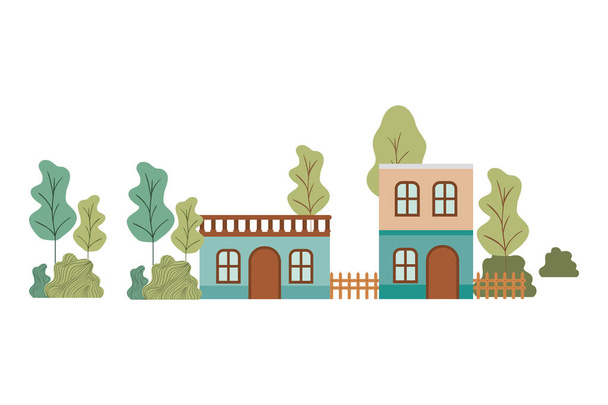 соседние дома в изолированном ландшафте
 - Вектор,изображение
