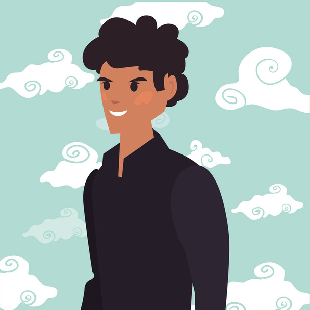man character sky background - Vector, Image