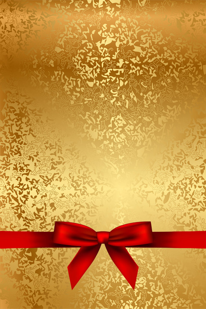 Vector gold texture with red bow - Vector, afbeelding