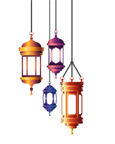 Ramadan Kareem lámpás lógott ikon - Vektor, kép