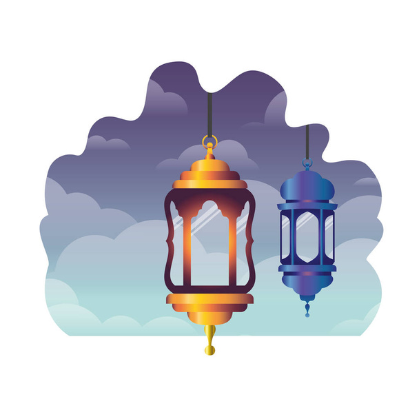 Ramadan Kareem latarnia wisząca ikona - Wektor, obraz