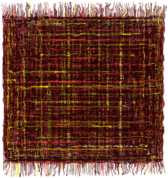 Kwadratowy grunge pasiasty kolorowy mat z frędzlami - Wektor, obraz
