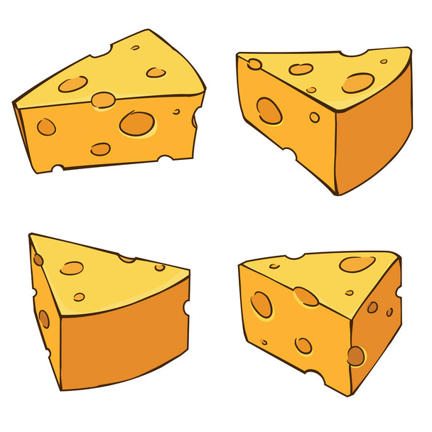 4 lados delicioso estilo de dibujos animados queso
 - Vector, Imagen