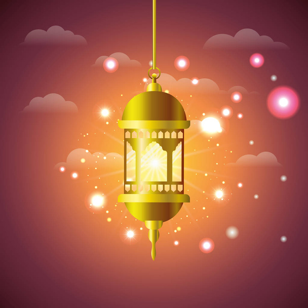 ramadan kareem golden lamp hanging - Vector, Image