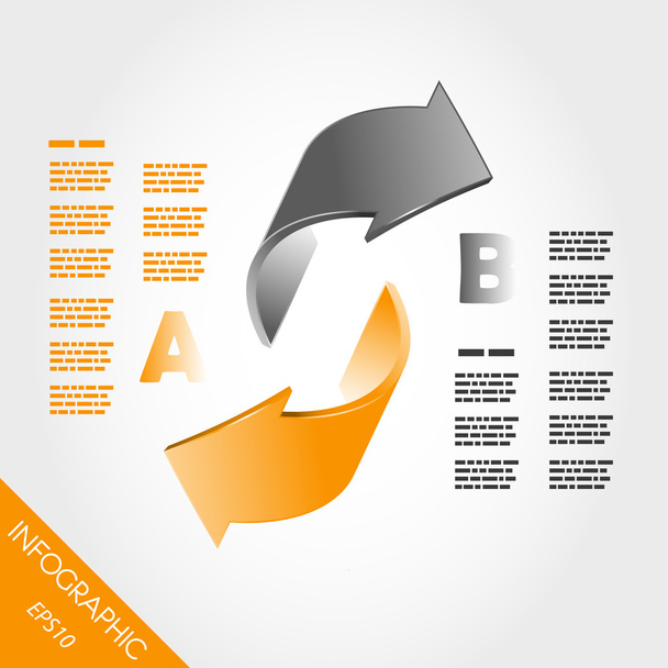two orange infographic 3d arrows - Vettoriali, immagini
