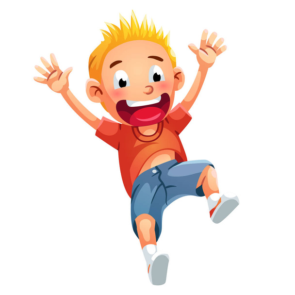 Fiú jumping rajzfilm stílus - Vektor, kép