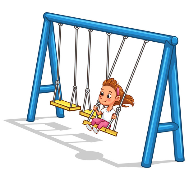 Meisje spelen Swing cartoon - Vector, afbeelding