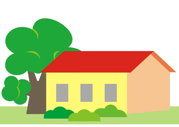 Ecologisch huis op het platteland, gekleurde vector illustratie - Vector, afbeelding
