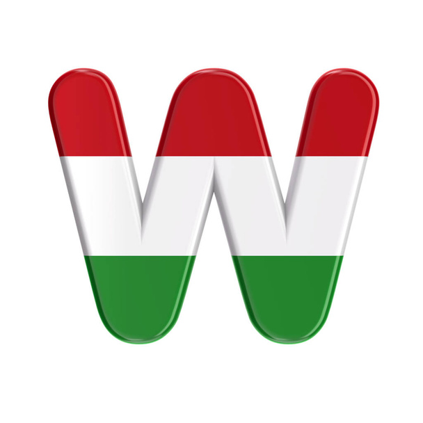Węgierska litera W-Capital 3D flaga węgierskiej czcionki-Budapeszt, Europa Środkowa lub koncepcja polityki - Zdjęcie, obraz
