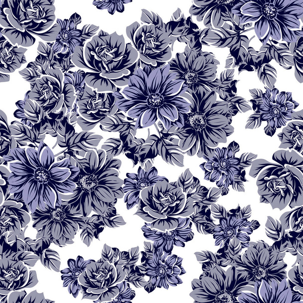 vector illustration of vintage flowers pattern background - Vektör, Görsel