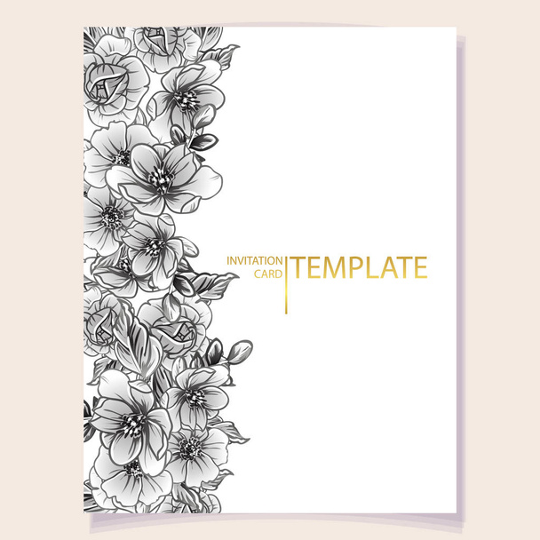 illustration vectorielle de carte d'invitation colorée, motif de fleurs de style vintage
 - Vecteur, image