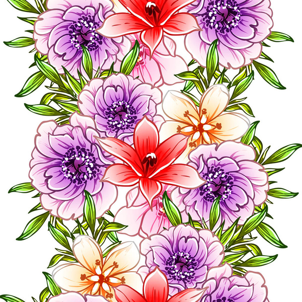 vector illustration of bright flowers pattern background - Vektor, kép