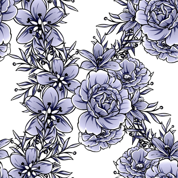 vector illustration of vintage flowers pattern background - Вектор,изображение