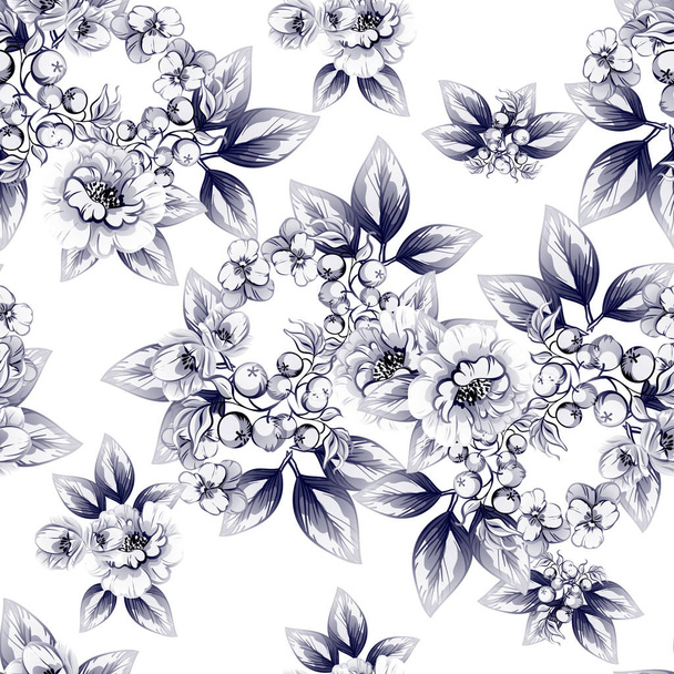 vector illustration of vintage flowers pattern background - Vektor, obrázek