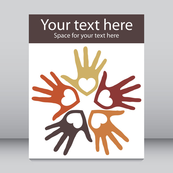 United hands and hearts with copy space vector. - Vecteur, image