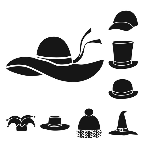 Vector illustration of beanie  and beret symbol. Collection of beanie  and napper stock symbol for web. - Vektör, Görsel