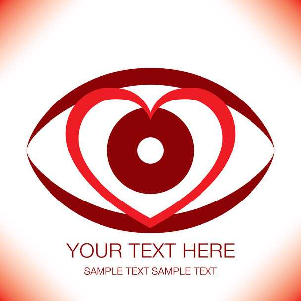 Striking heart eye design with copy space. - Vector, Imagen