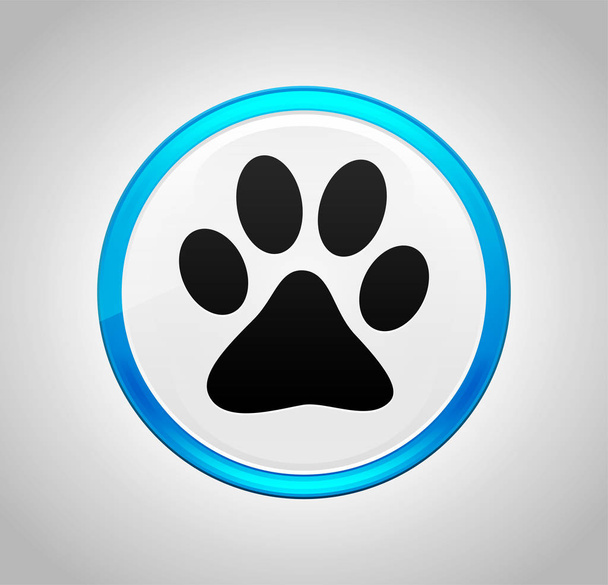 Animal patte icône d'impression ronde bouton poussoir bleu
 - Photo, image