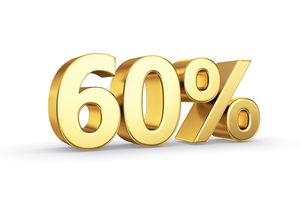 Golden 3D percentage icon - isolated with clipping path - Foto, Imagem