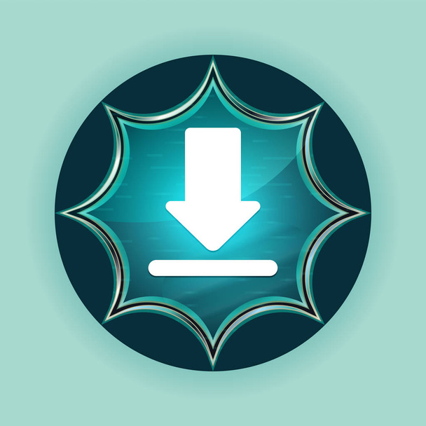 Download icon magical glassy sunburst blue button sky blue backg - Photo, Image