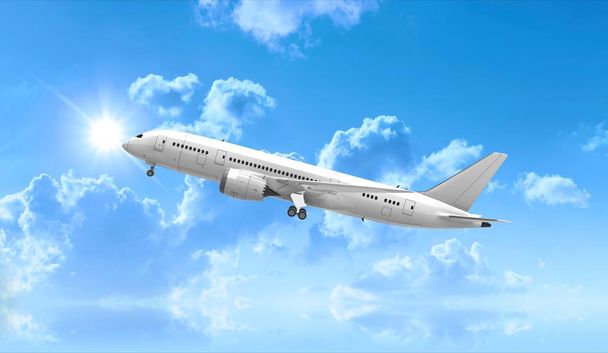 Vliegtuig geïsoleerd op Sky 3D rendering - Foto, afbeelding