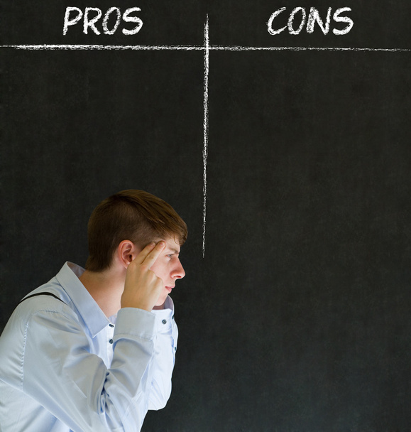 Businessman, student or teacher pros and cons decision list - Photo, Image