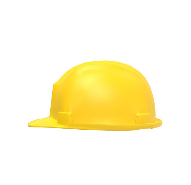 Witte helm op gele achtergrond, 3d Rendering - Foto, afbeelding