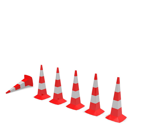 Traffic Cone set 3D rendering - Foto, afbeelding