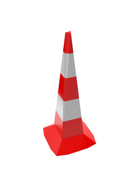 Traffic Cone barrière teken op blauw, 3D rendering - Foto, afbeelding