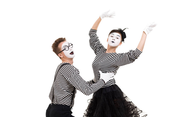 Smiling mimes in striped shirts. - Photo, image