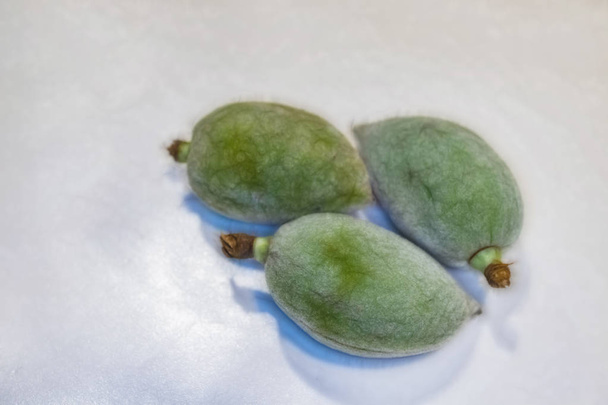 close up ready to eat raw green almonds - Photo, Image