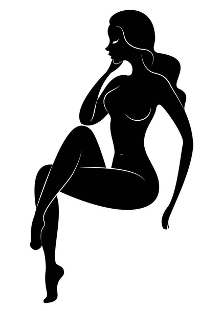 Silhouette of a sweet lady. The girl has a beautiful slim figure. The woman is walking. Vector illustration. - Vector, Image