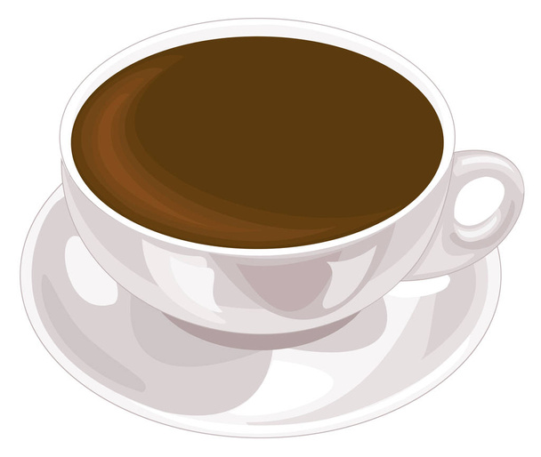 weiße Keramiktasse mit Schale vorhanden. in einer Tasse Kaffee oder Tee. Vektorillustration - Vektor, Bild